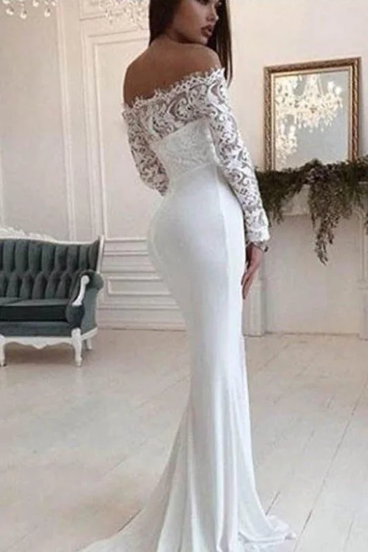 Mermaid Long Sleeves Off the Shoulder Wedding Dress