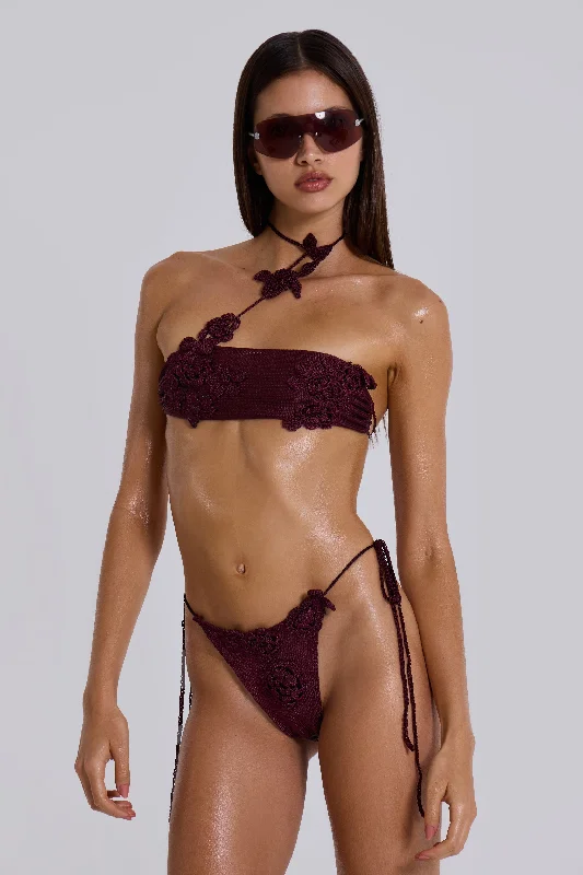 Alira Knit Flower Bandeau Bikini Top Trendy Women's Oversized