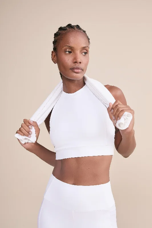 Zip Upfit Tule Power White Sports Bra