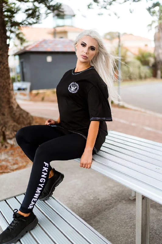 OG | Women's Oversized Pump Cover Gym T-Shirt | Black Casual Women's Loose - fitting