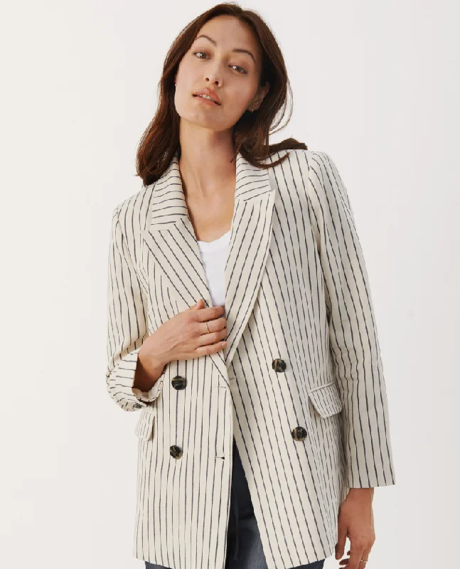 Part Two Sine Navy Stripe Blazer Laid - back Women's Style