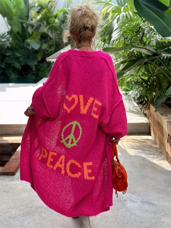 Love & Peace Extra Long Cardigan Laid - back Women's Vibe