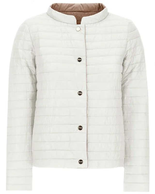 White and Taupe Quilted Short Reverse Jacket Gym