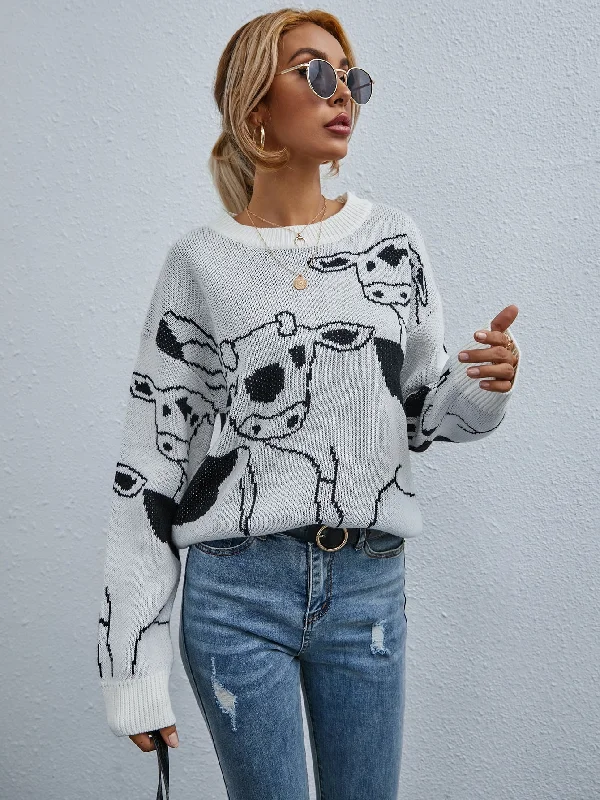Casual Animal Long Sleeve Round Neck Regular Women Sweater Sporty Women's Tennis