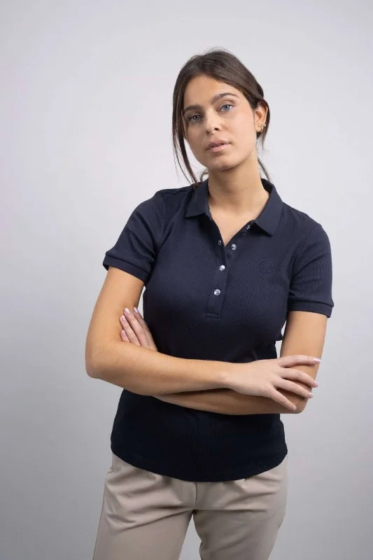 Harcour Polo Poly Femme Marine Earthy Women's Hemp - based