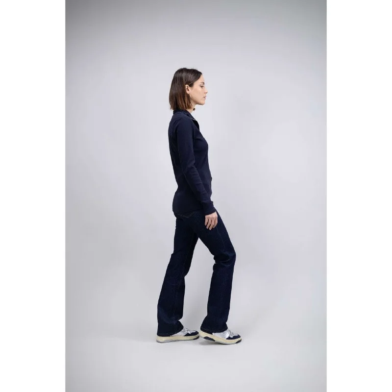 Harcour Polo LS Pipal Femme Marin Laid - back Women's Style
