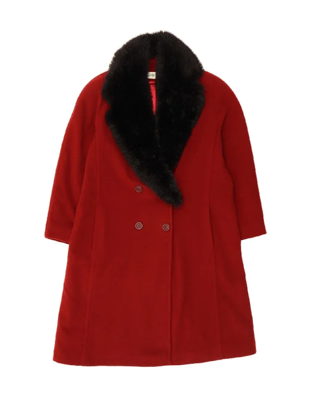 HENRY WHITE Womens Overcoat UK 16 Large  Red Wool Contemporary 