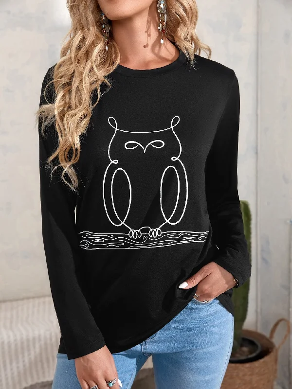 Casual Cartoon Long Sleeve Round Neck Regular Women T-Shirt