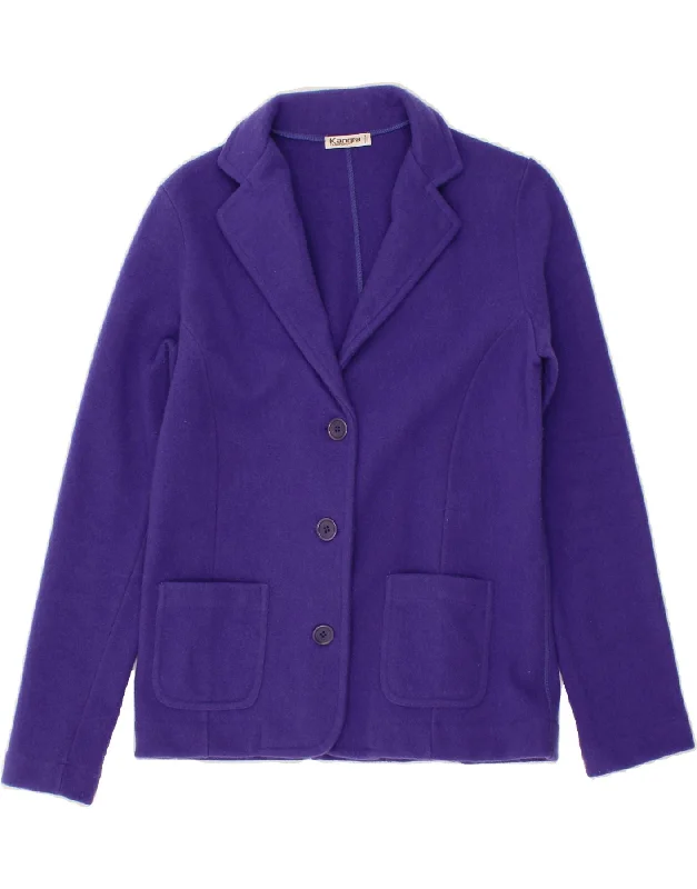 KANGRA Womens 3 Button Blazer Jacket IT 46 Large Purple Cashmere Sharp Women's Italian