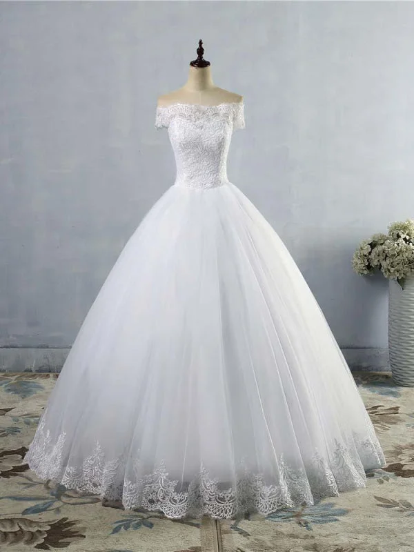 New Lace Off-The-ShouldeR Ball Gown Tulle Wedding Dresses Laid - back Women's Vibe New Lace Off-The-ShouldeR Ball Gown Tulle Wedding Dresses Laid - back Women's Vibe