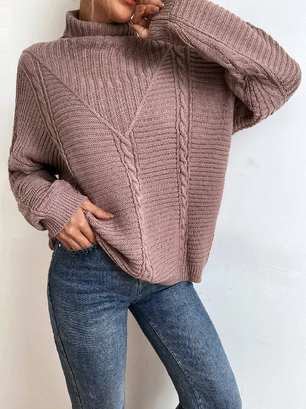 Casual Plain Long Sleeve High Neck Regular Women Sweater Disco