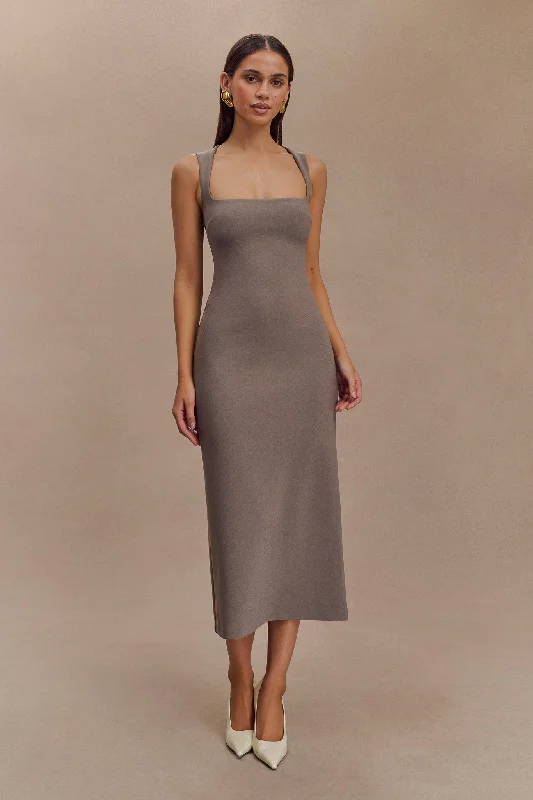 Frida Crepe Midi Dress - Smoke Cool Women's Distressed