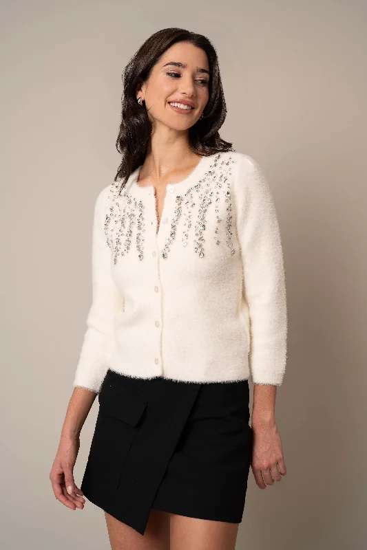 Crystal Mink Cardigan Classic Women's Pin - striped