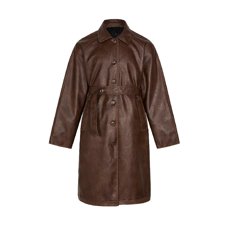 Leather Mid-length Trench Coat Men And Women Dynamic Women's High - energy