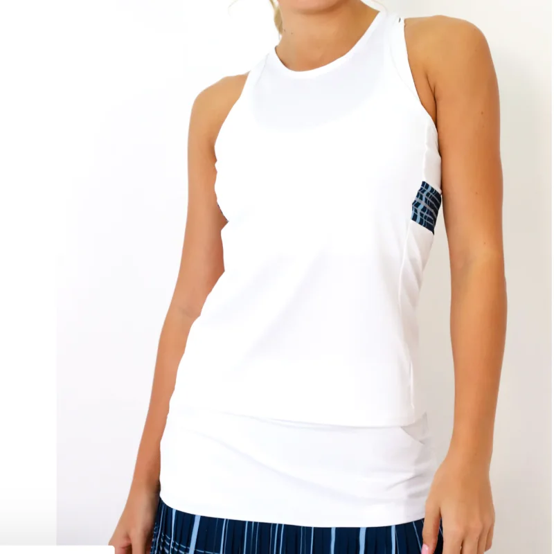InPhorm Bailey Tank - White/Academy Preppy Women's College