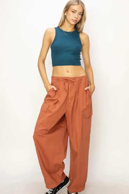 Drawstring Cargo Wide Leg Pants Sophisticated Women's 