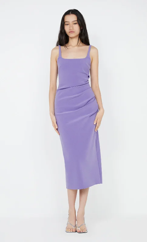 KARINA TUCK MIDI DRESS - GRAPE Modern Women's Tech