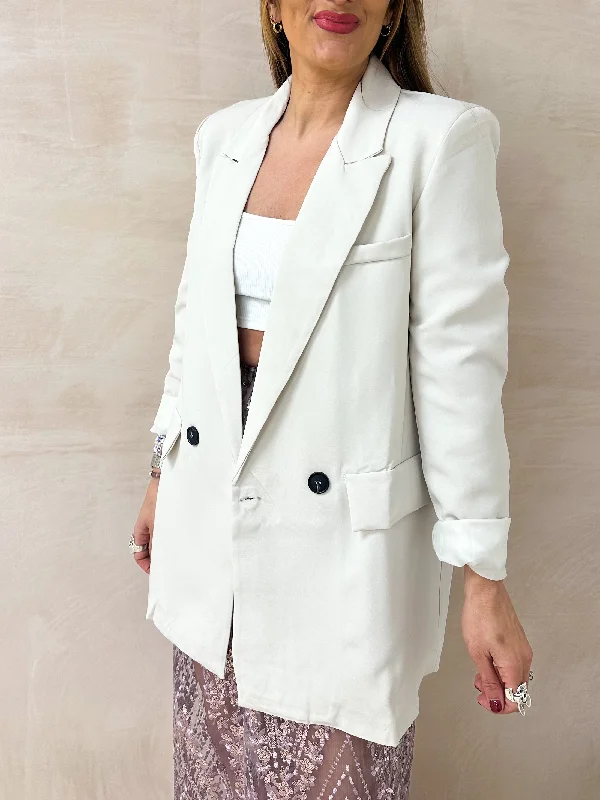 Slouch Basic Blazer In Off White Classic Women's Pin - striped