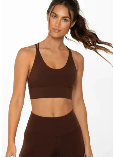 Lorna Jane Lotus Longline Sports Bra - Espresso Business