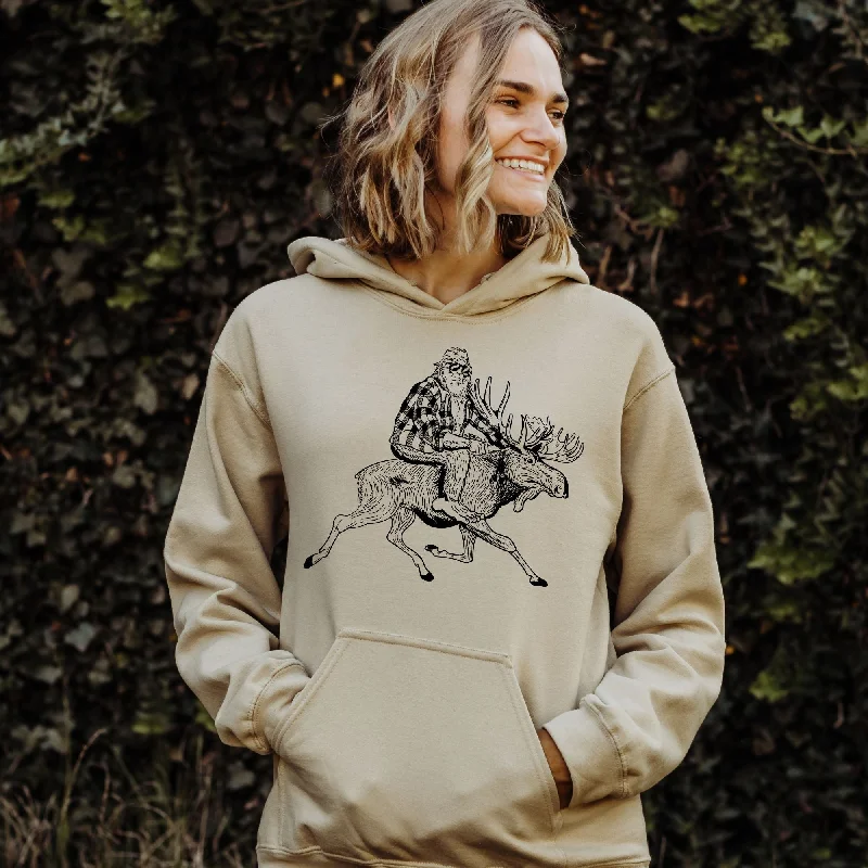 Bigfoot Riding a Moose Hoodie - Crewneck Sweatshirt for Skier *UNISEX FIT* Streetwear Style for 