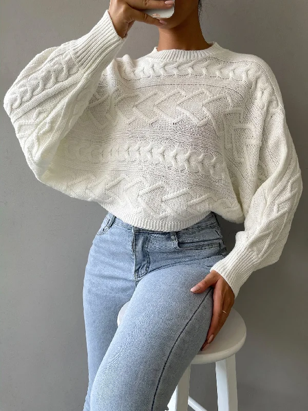 Casual Plain Long Sleeve Stand Collar Crop Women Sweater