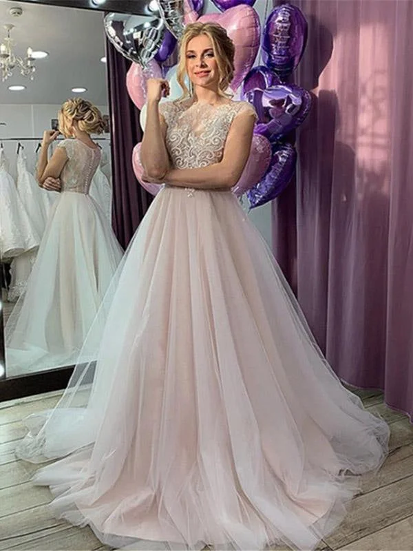 Romantic Short Sleeve Lace A-Line Wedding Dresses Casual Women's Japanese 