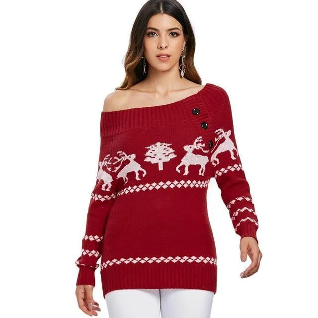 ANALUKE PlusSize Winter Christmas Long Sleeve T-Shirt Business