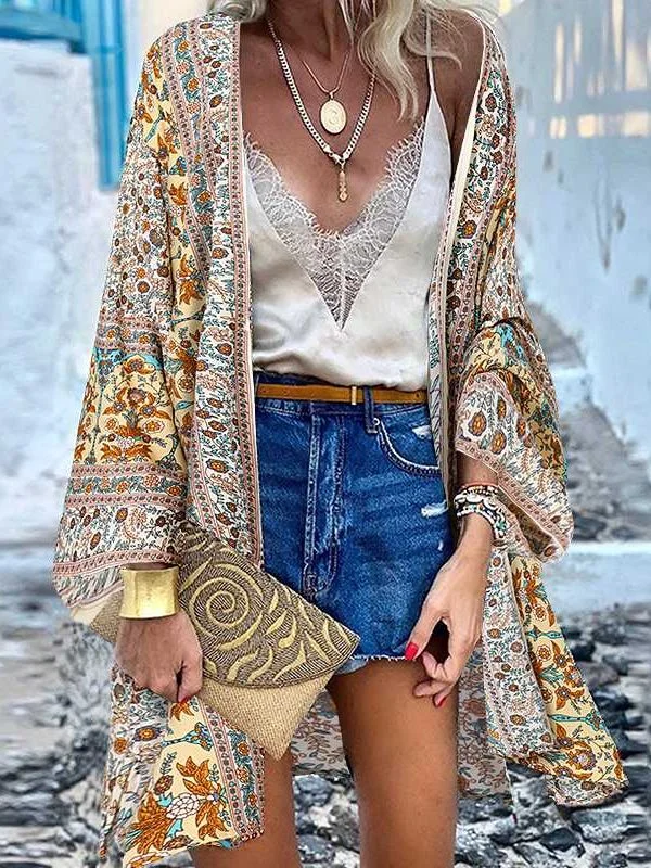 JuliaFashion - 2024 Women Cardigan Open Front Bohemian Floral Printed Blouse Relaxed Women's JuliaFashion - 2024 Women Cardigan Open Front Bohemian Floral Printed Blouse Relaxed Women's