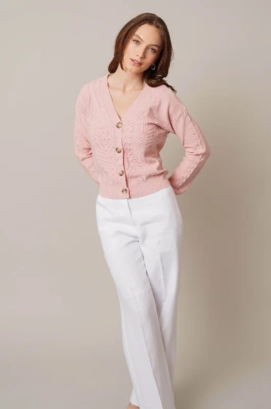 Cable Knit Button Front Cardigan Tough Women's Military - inspired