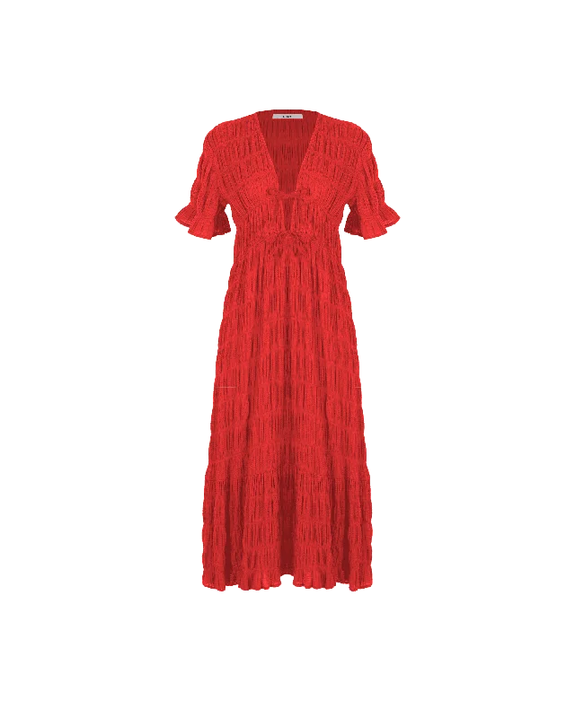 MIRELLA V-NECK DRESS CHILLI Disco