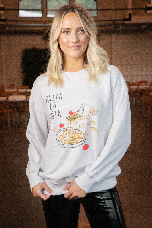 Pasta La Vista Sweatshirt, Light Heather Grey Classic Women's Tweed