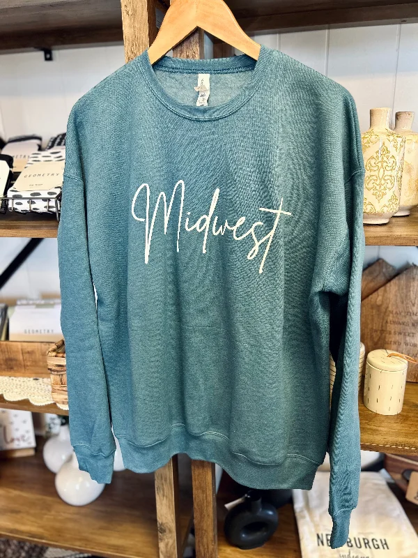 Teal Midwest Crewneck Minimalist Women's Casual