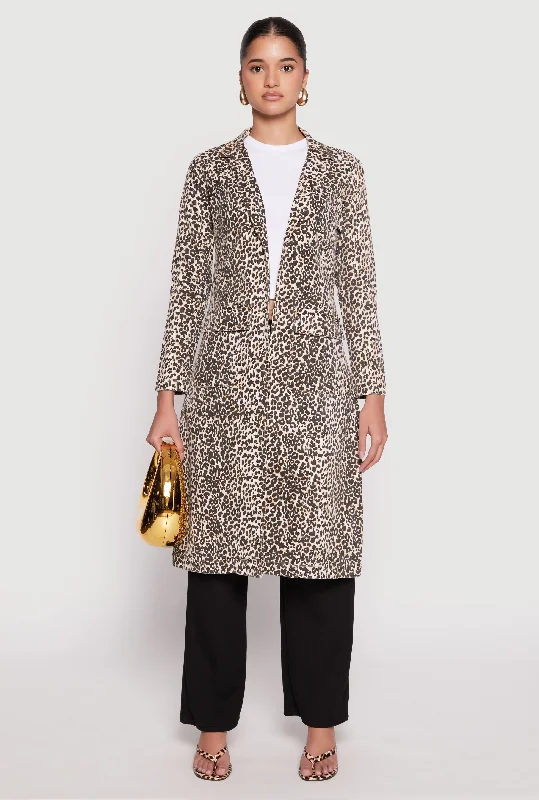 Spoon Jeans Leopard Print Denim Jacket Bold Women's Statement