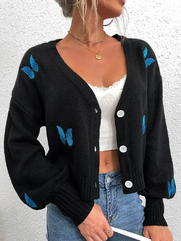 Casual Animal Button Front Long Sleeve Deep V Neck Regular Women Cardigan Feminine Women's Soft Casual Animal Button Front Long Sleeve Deep V Neck Regular Women Cardigan Feminine Women's Soft