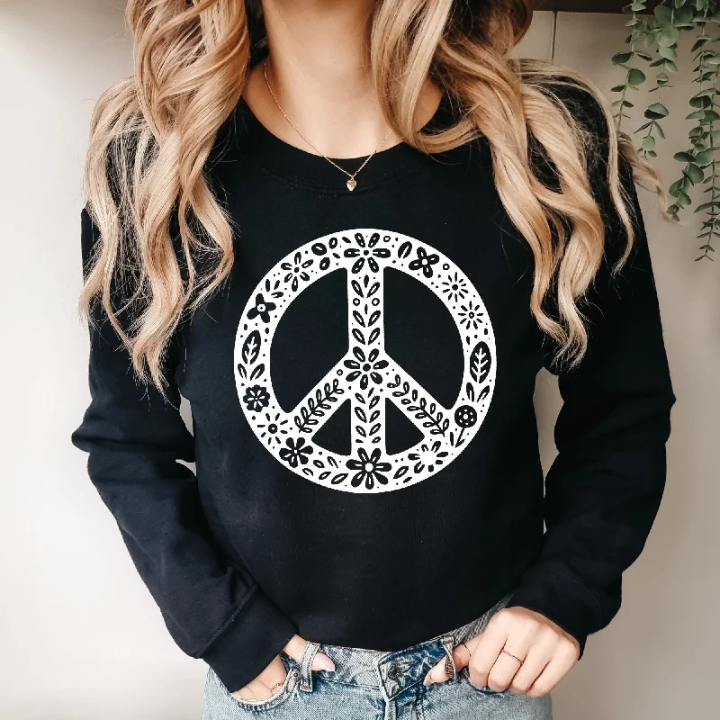 Floral Peace Sign Sweatshirt *UNISEX FIT*