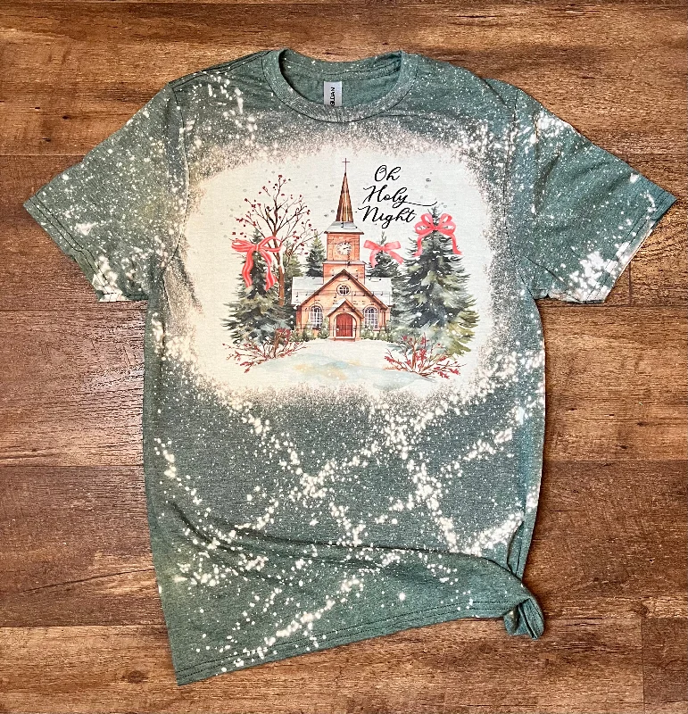 Oh Holy Night Bleached Tee Trendy Women's Oversized