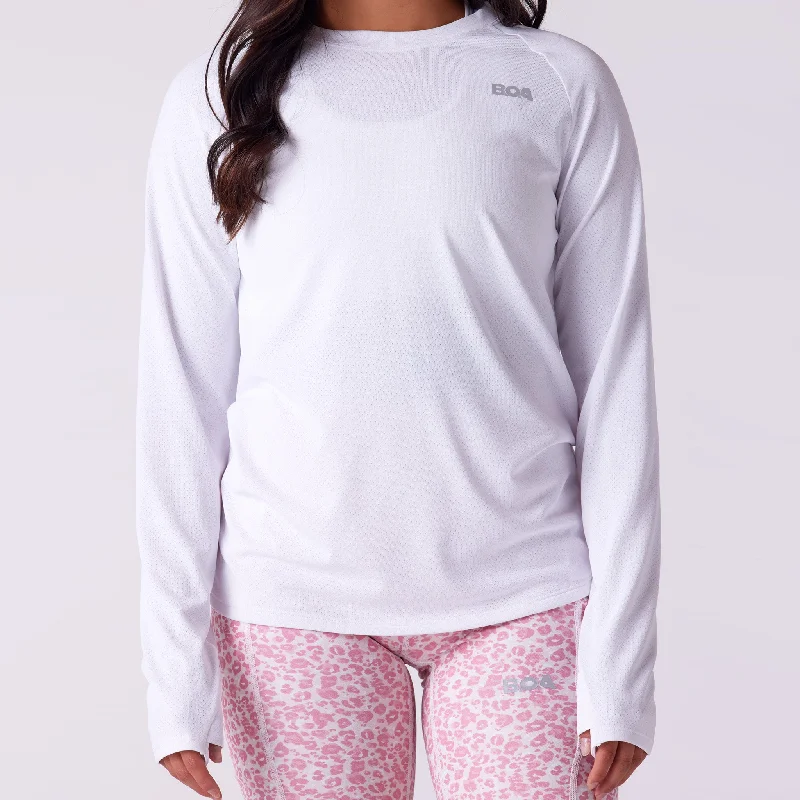 Women's Vapor Lite Tempo LS Tee - White Classic Women's Tweed