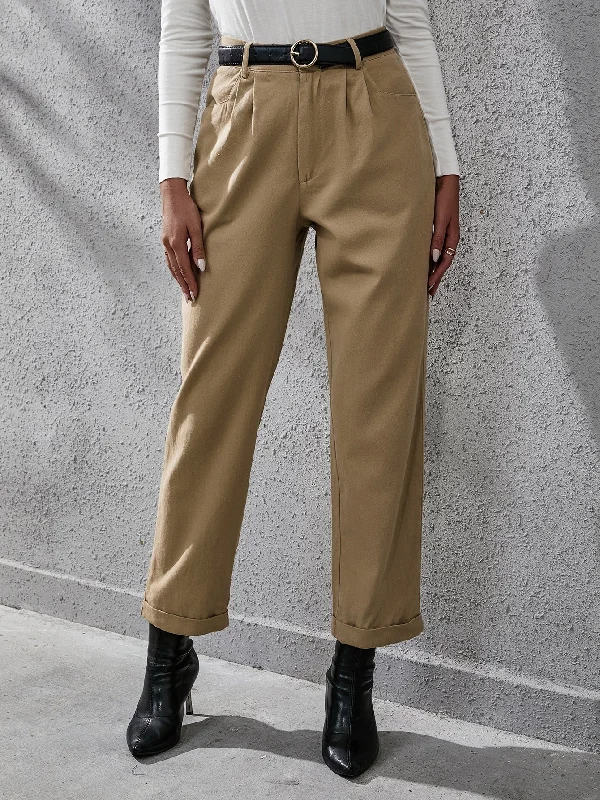 Elegant Plain Plicated High Waist Long Women Pants