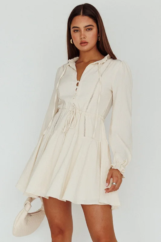 Waverly Long Sleeve Mini Dress Beige Relaxed Women's 