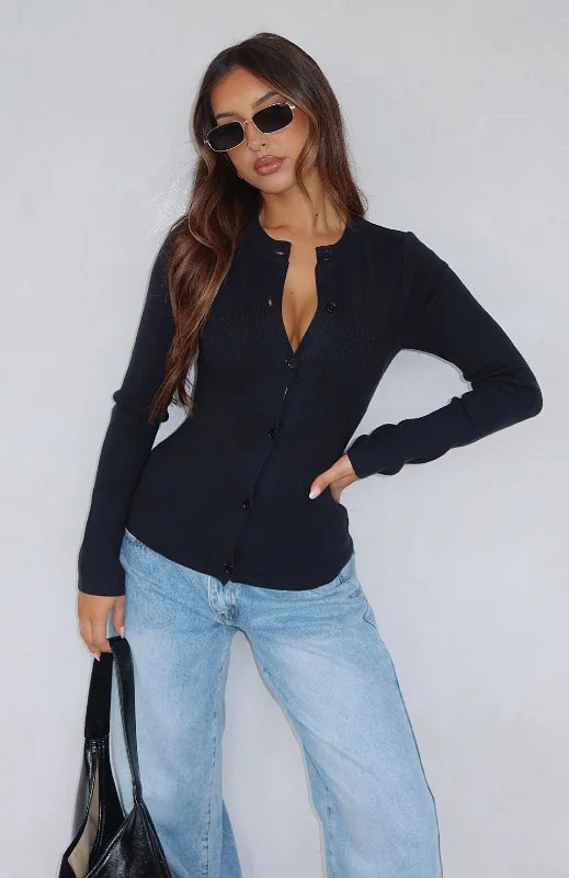 Can't Justify It Long Sleeve Knit Top Black Unique Women's Upcycled