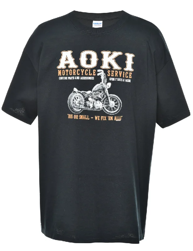 Black Aoki Printed T-shirt - L Practical Women's Multi - 