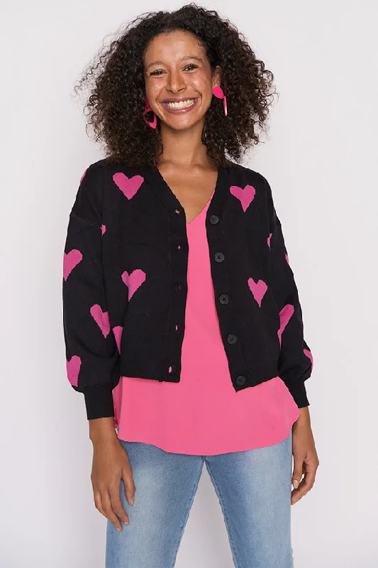 Queen of Hearts Black & Pink Cardi