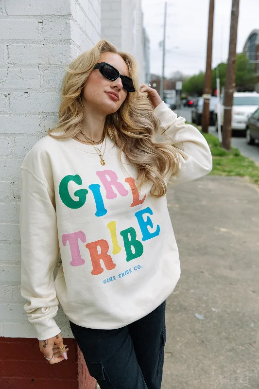 Girl Tribe Rainbow Sweatshirt Casual Women's Loose - fitting