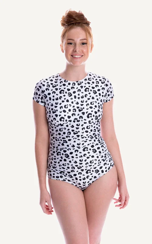 Bridget Cap Sleeve One Piece Swimsuit | Leopard Cool Women's Distressed