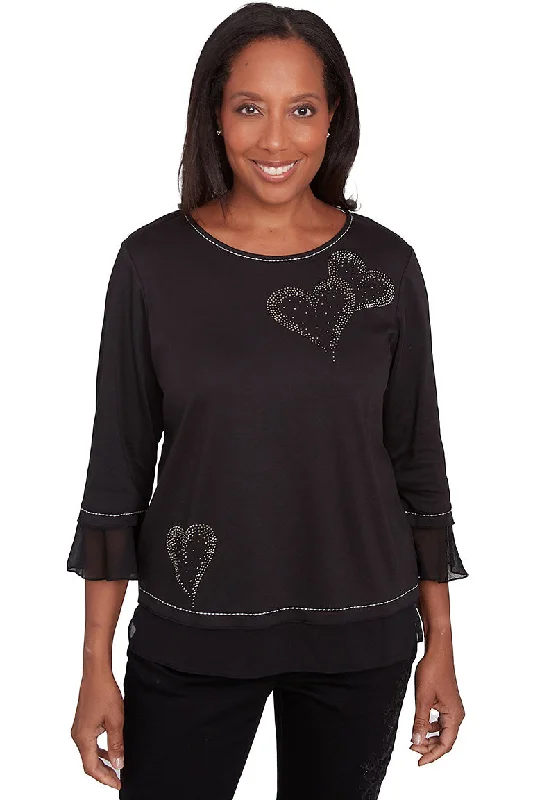 Petite Wild At Heart Chiffon Trimmed Top British Gentlewoman Style