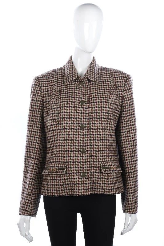 Fabulous Aquascutum Jacket Brown Tones Check Size 12