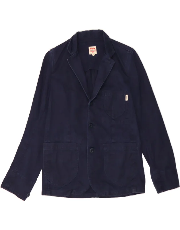 CARHARTT Womens 3 Button Blazer Jacket UK 14 Medium Navy Blue Cotton Gym