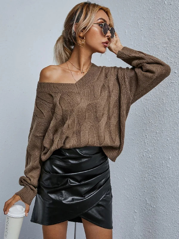 Casual Plain Long Sleeve V Neck Regular Women Sweater Minimalist Women's Casual