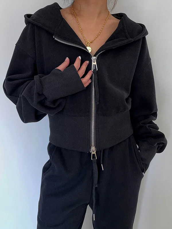 Zip Up Graceful Crop Hoodie