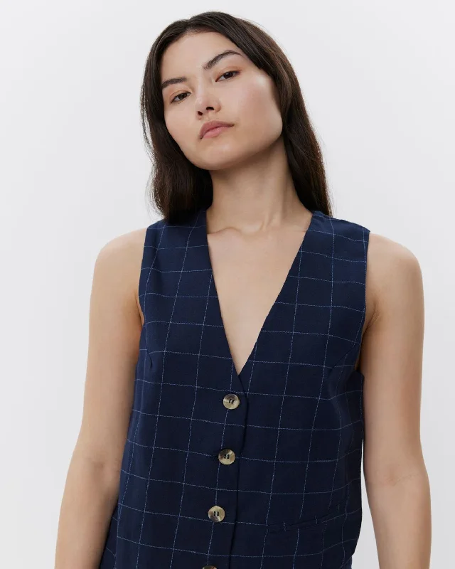 CASITASW VEST - Navy check Youthful Women's Anime - inspired